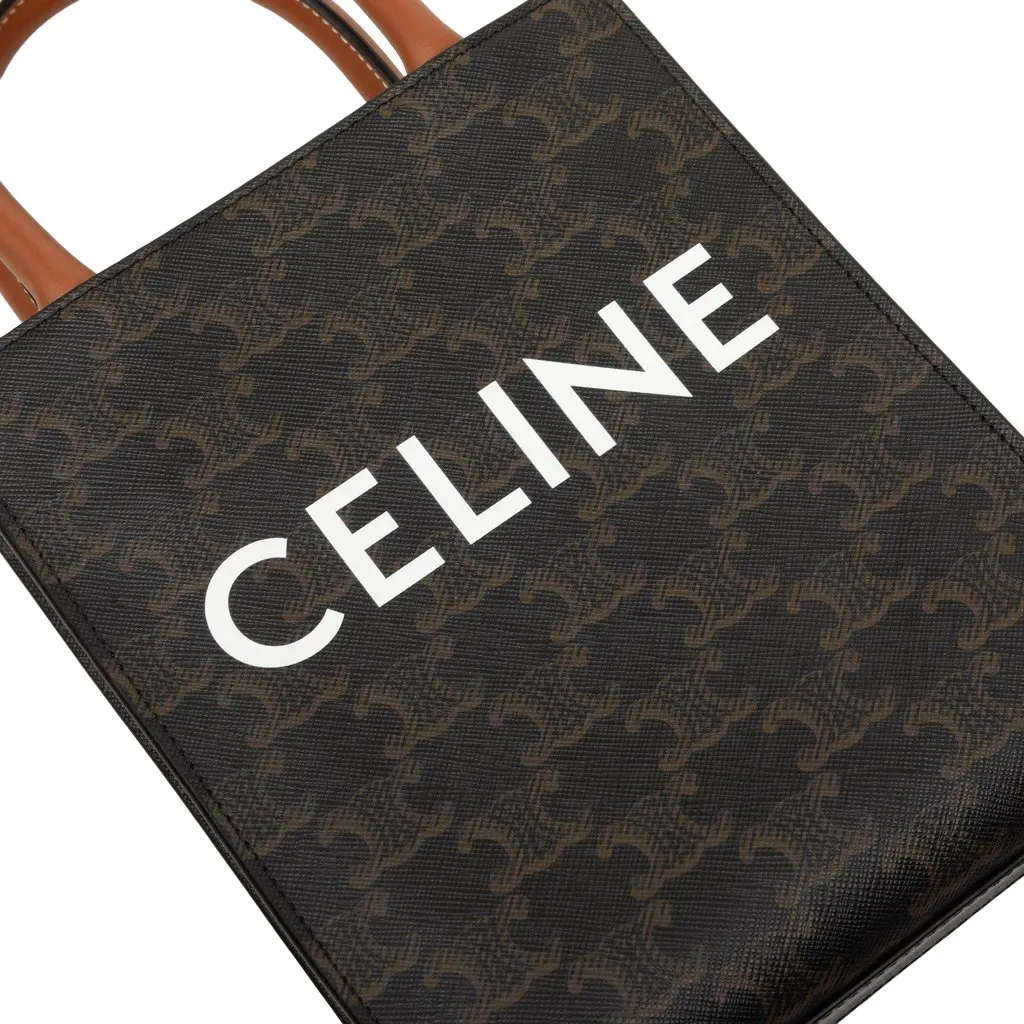 Celine Mini Triomphe Coated Canvas Vertical Cabas Satchel Brown Very good - Box View