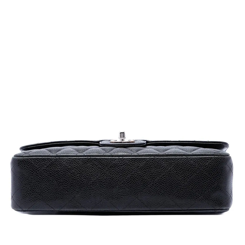 Chanel Medium Classic Caviar Double Flap Black Leather Good - Inside View