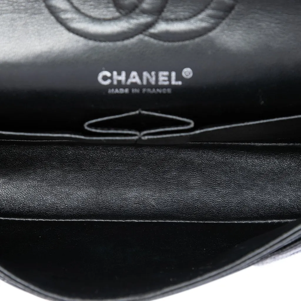 Chanel Medium Classic Caviar Double Flap Black Leather Good - Model View
