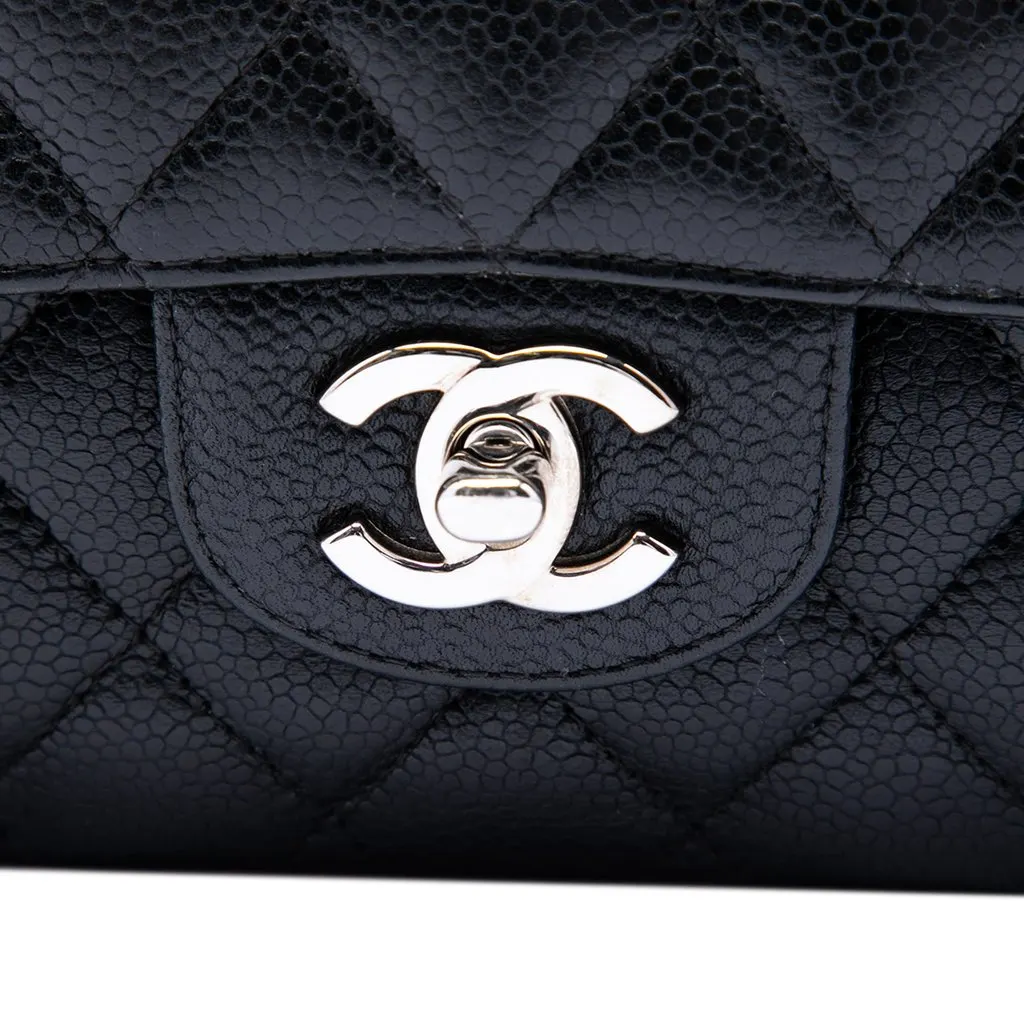 Chanel Medium Classic Caviar Double Flap Black Leather Good - Box View