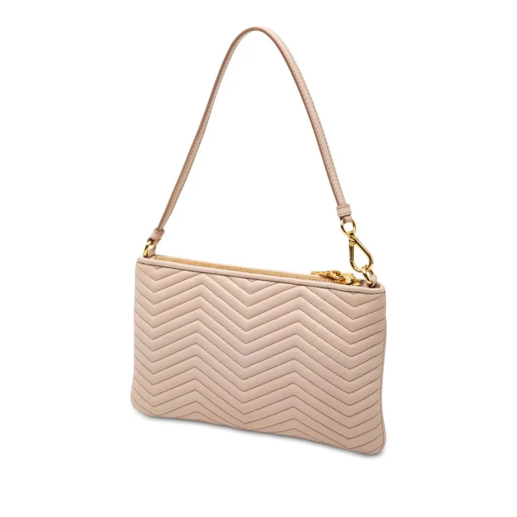 Prada Soft Calf Impunture Diagramme Bow Shoulder Bag Beige Leather Very good - Back View