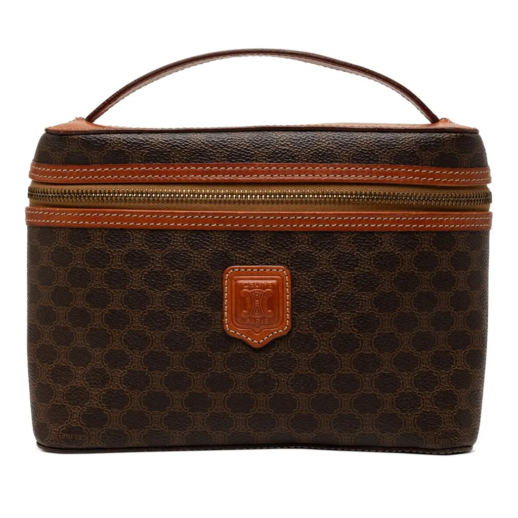 Celine Macadam Coated Canvas Vanity Bag Brown Very good - Front View