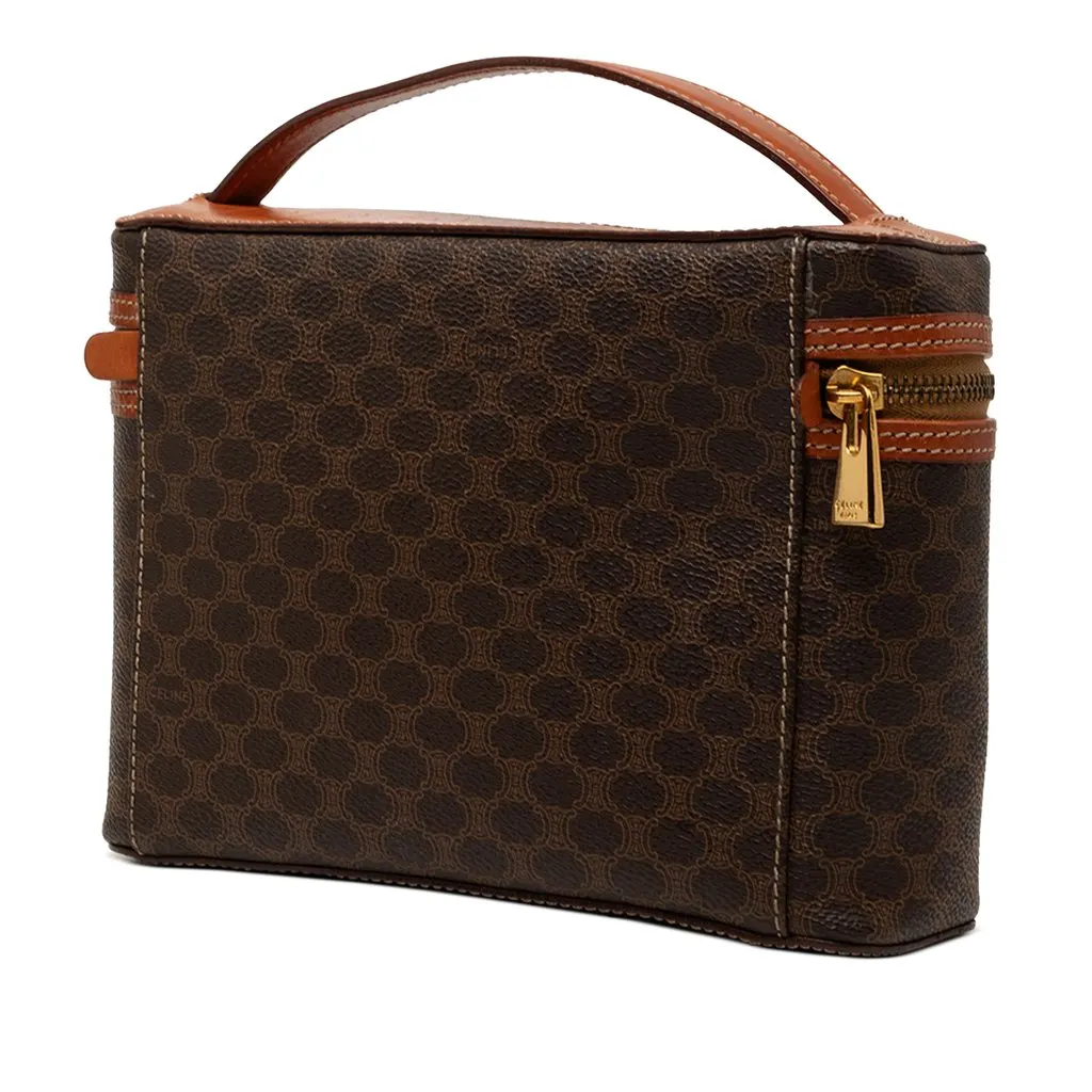 Celine Macadam Coated Canvas Vanity Bag Brown Very good - Back View