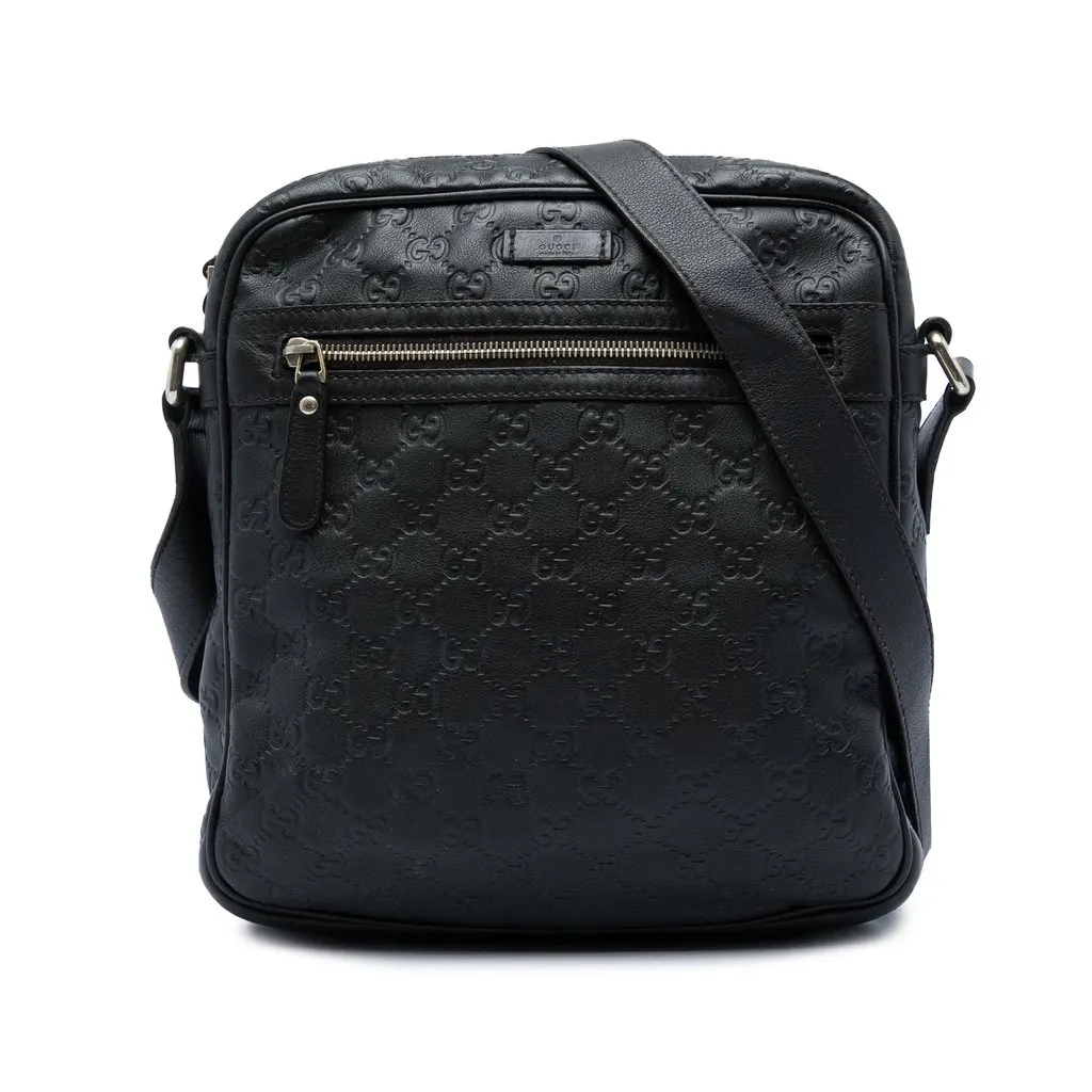 Gucci Guccissima Crossbody Black Leather Very good - Front View