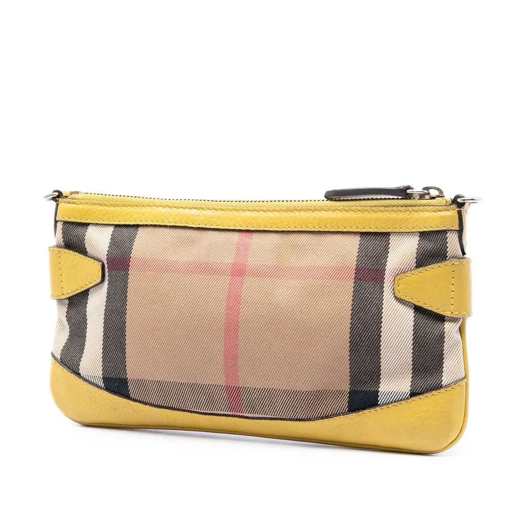 Burberry House Check Canvas Bridle Langford Crossbody Beige Canvas Good - Back View