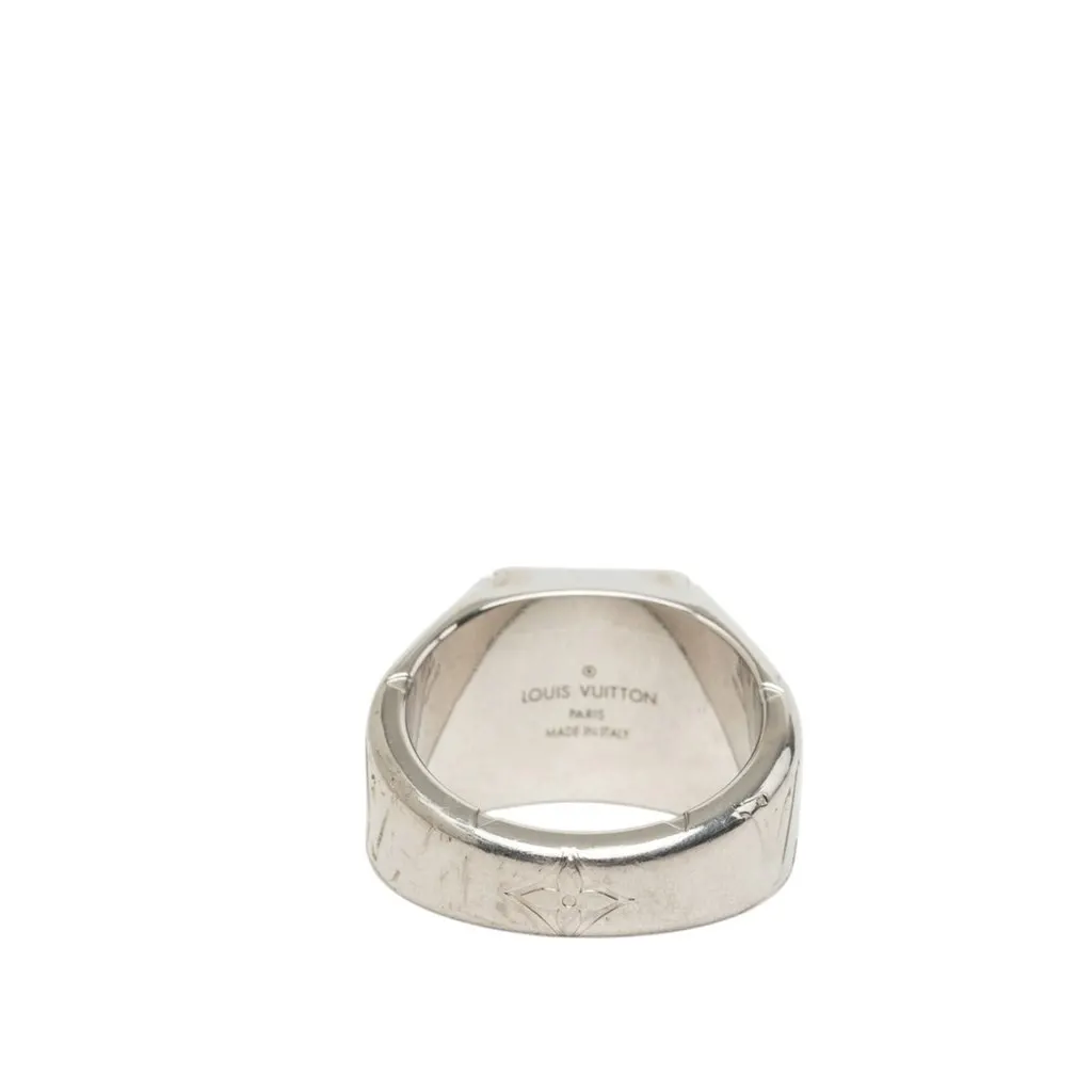 Louis Vuitton Brass Monogram Signet Ring L Silver Brass Very good - Inside View