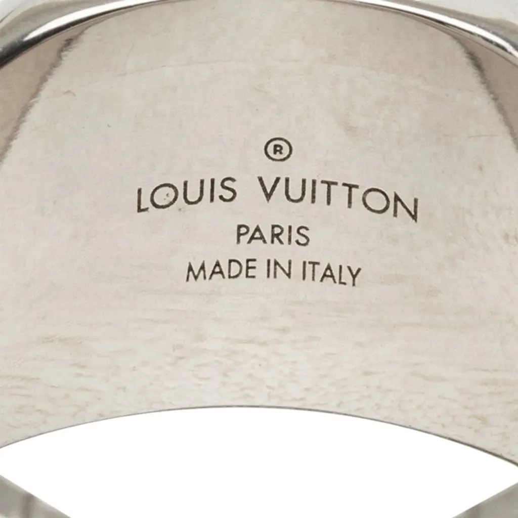 Louis Vuitton Brass Monogram Signet Ring L Silver Brass Very good - Model View