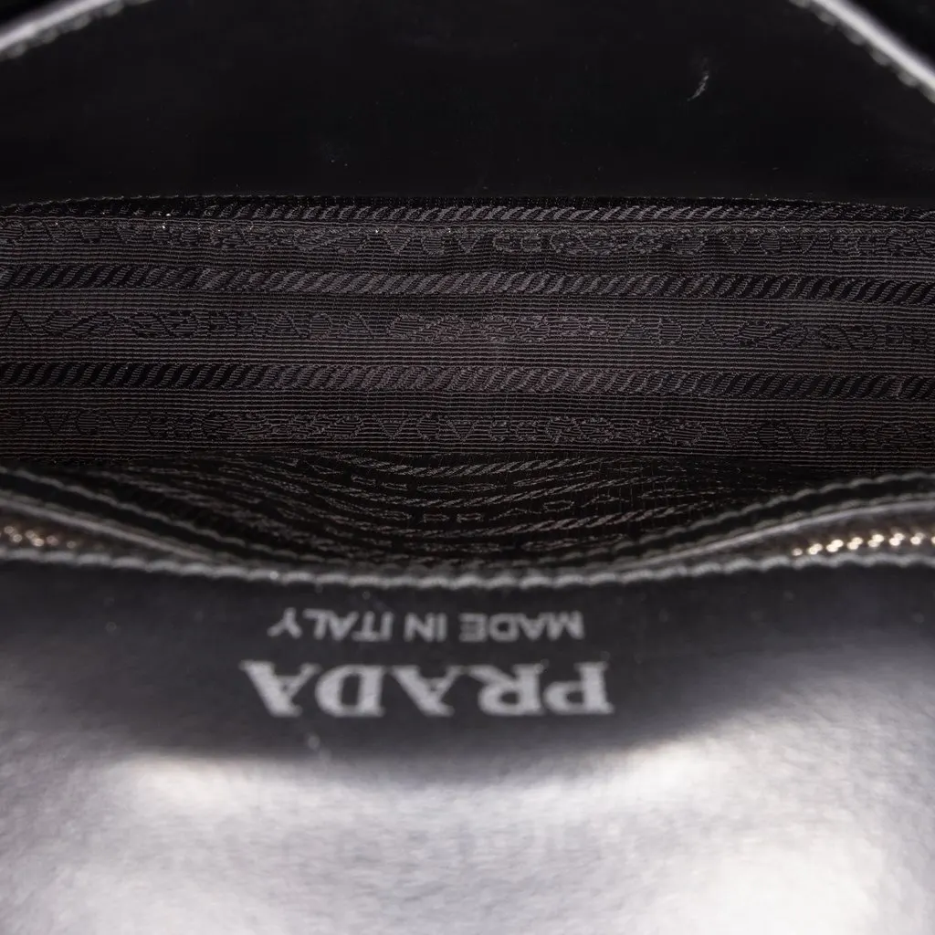 Prada Mini Soft Calf Impunture Diagramme Crossbody Black Leather Very good - Model View