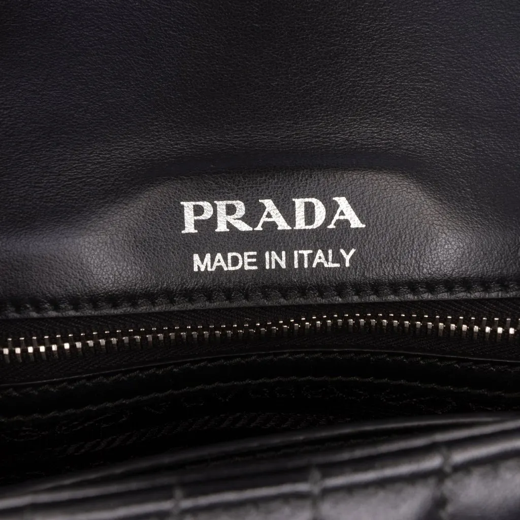 Prada Mini Soft Calf Impunture Diagramme Crossbody Black Leather Very good - Box View