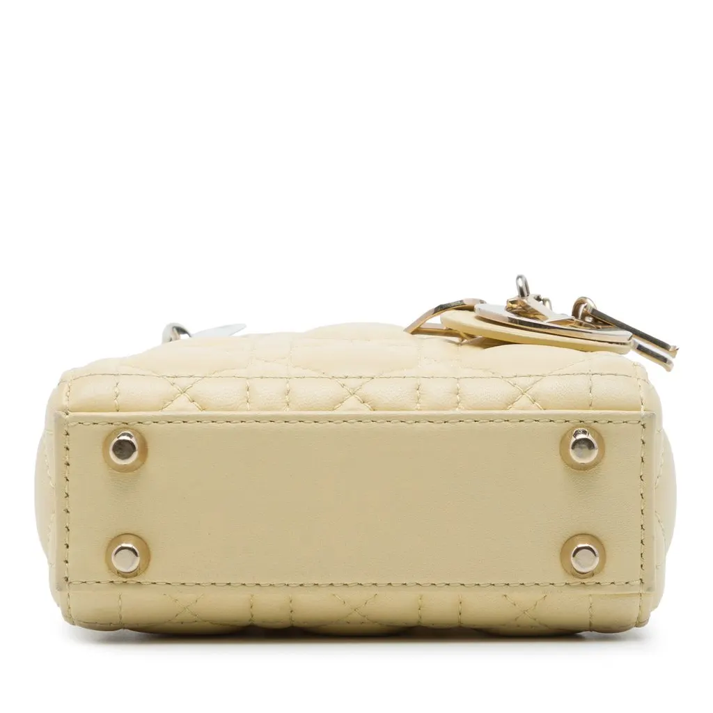 Dior Micro Lambskin Cannage Lady Dior Yellow Leather Very good - Inside View
