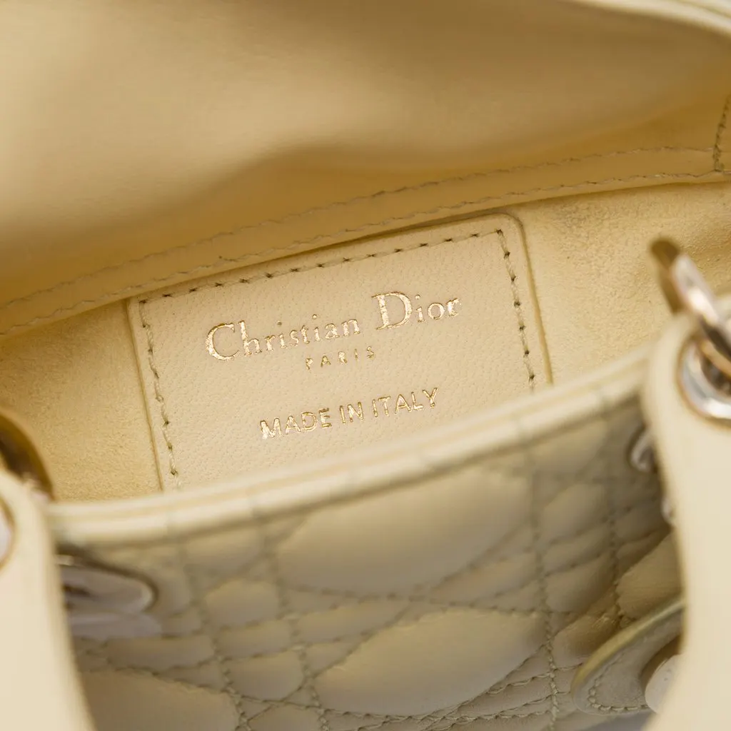 Dior Micro Lambskin Cannage Lady Dior Yellow Leather Very good - Box View