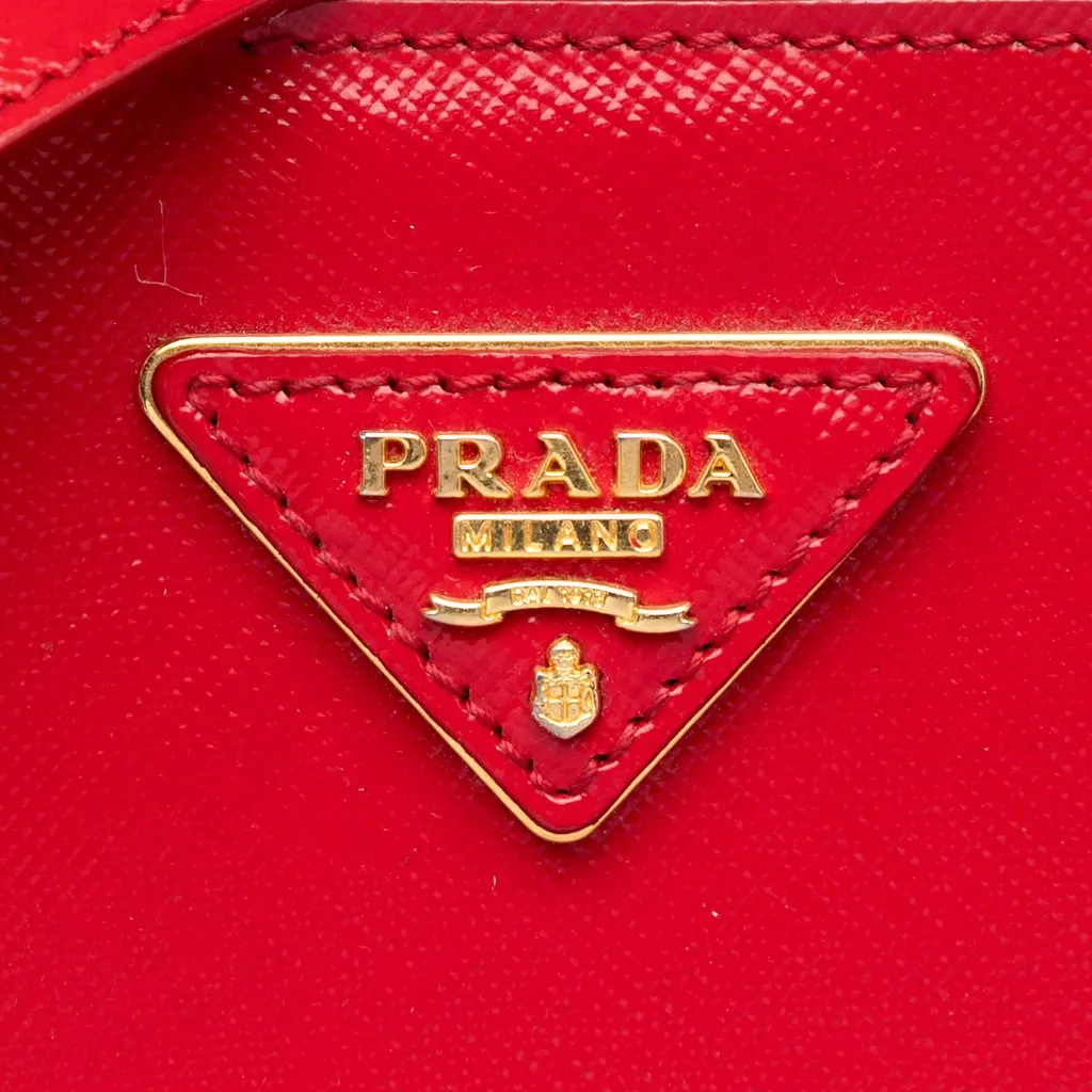 Prada Saffiano Vernice Convertible Tote Red Leather Very good - Box View