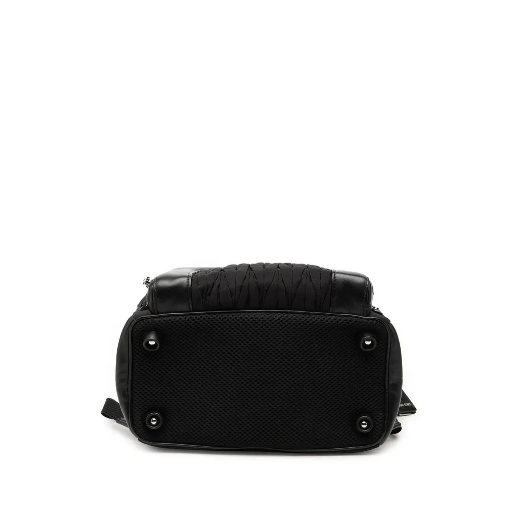 Miu Miu Leather Trimmed Matelasse Crystal Embellished Nylon Backpack Black Very good - Inside View
