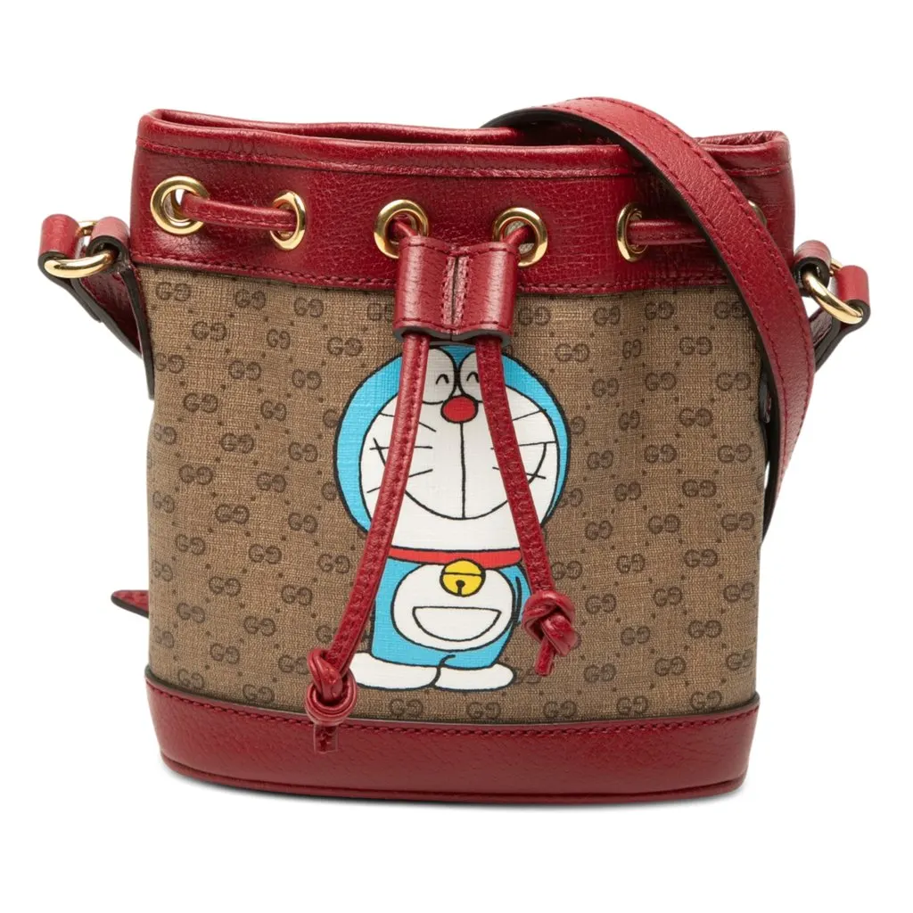 Gucci Micro GG Supreme Doraemon Bucket Bag Beige Very good - Front View