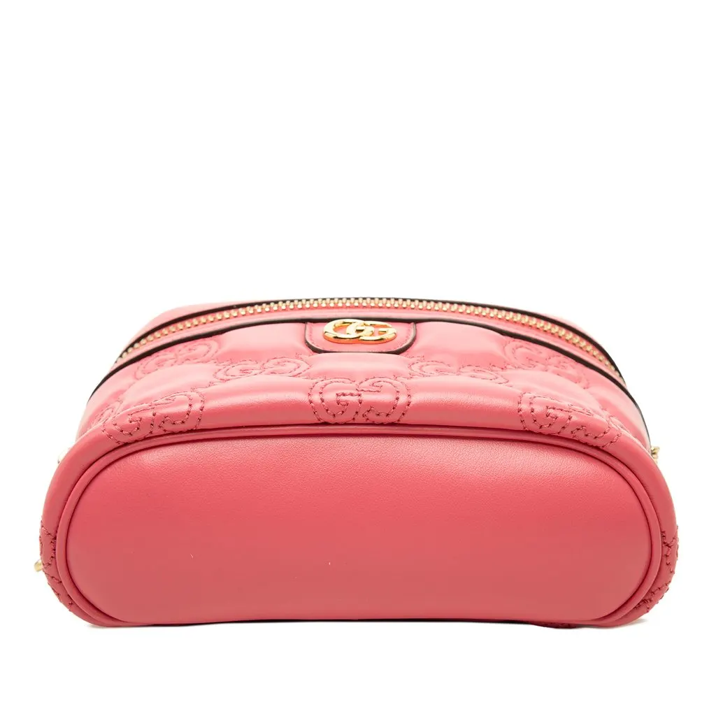 Gucci Mini GG Marmont Matelasse Calfskin Top Handle Vanity Chain Bag Pink Leather Very good - Inside View