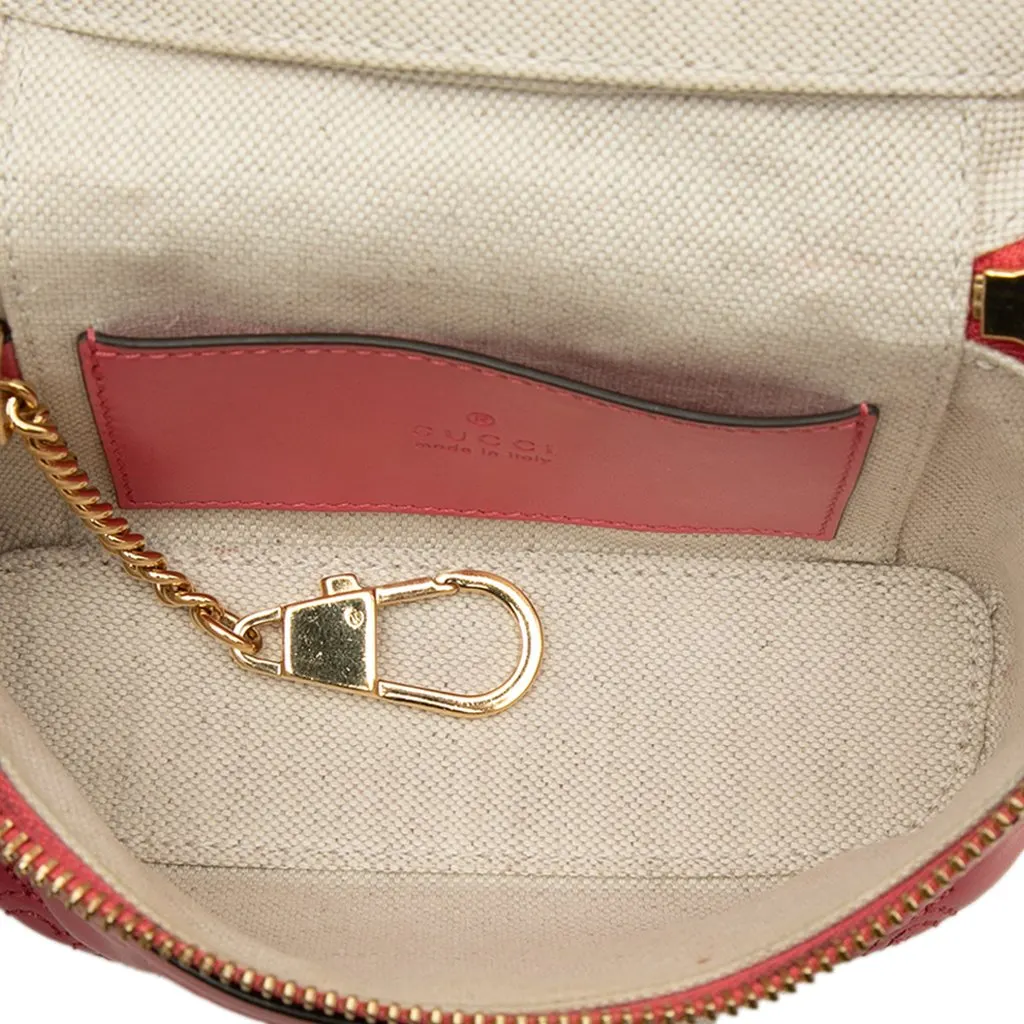 Gucci Mini GG Marmont Matelasse Calfskin Top Handle Vanity Chain Bag Pink Leather Very good - Model View