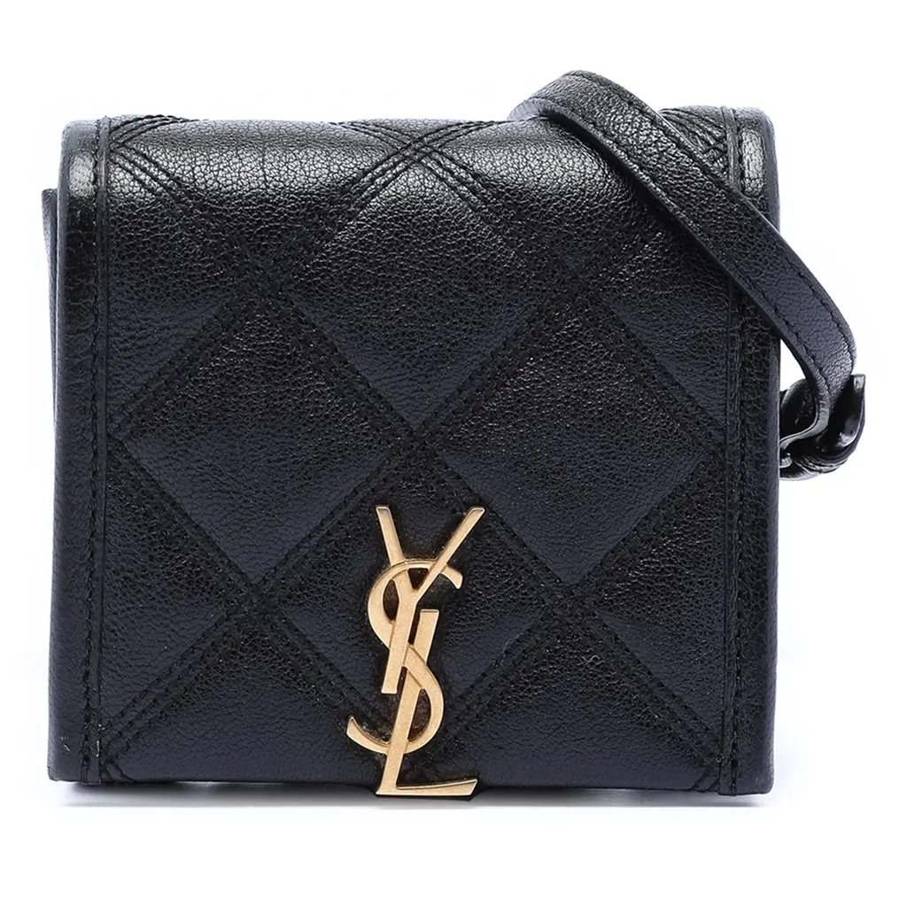 Saint Laurent Baby Quilted Lambskin Becky Belt Bag Black Leather Very good - Front View