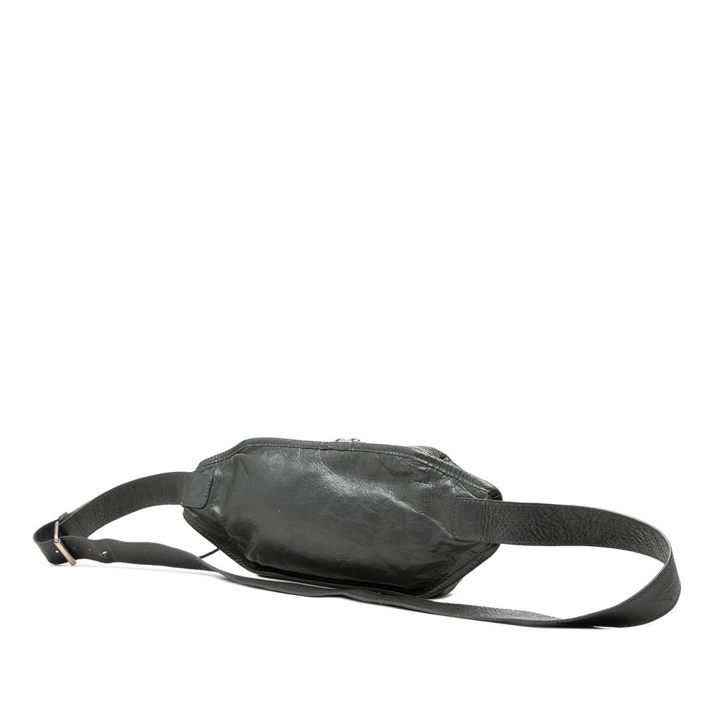 Balenciaga Lambskin Motocross Classic Neo Lift Belt Bag Blac
