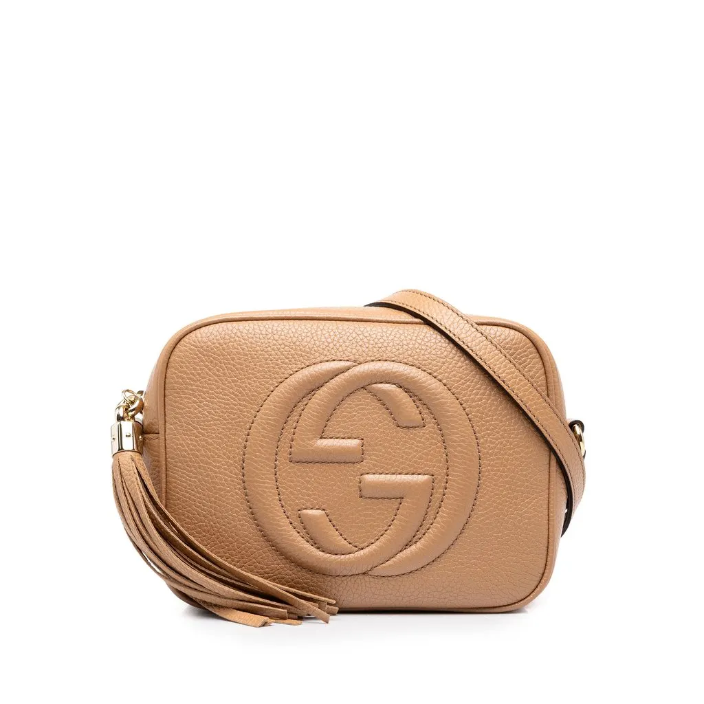 Gucci Leather Soho Disco Crossbody Beige Leather Good - Front View