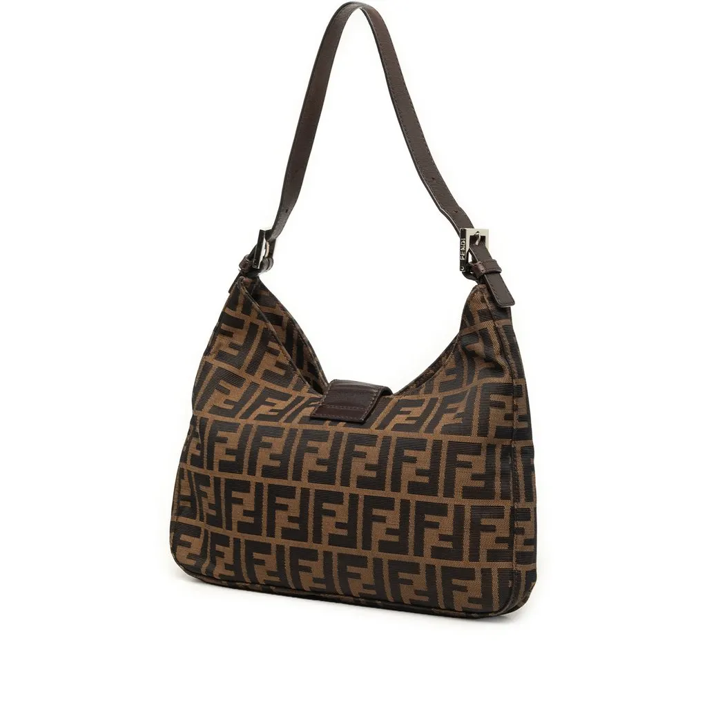 Fendi Zucca Canvas Shoulder Bag Brown Very good - Back View