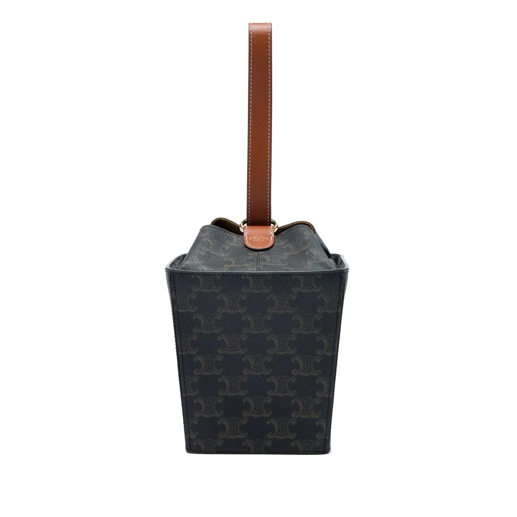 Celine Triomphe Coated Canvas Strap Box Bag Brown Very good - Front View