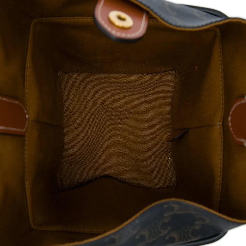 Celine Triomphe Coated Canvas Strap Box Bag Brown Very good - Model View