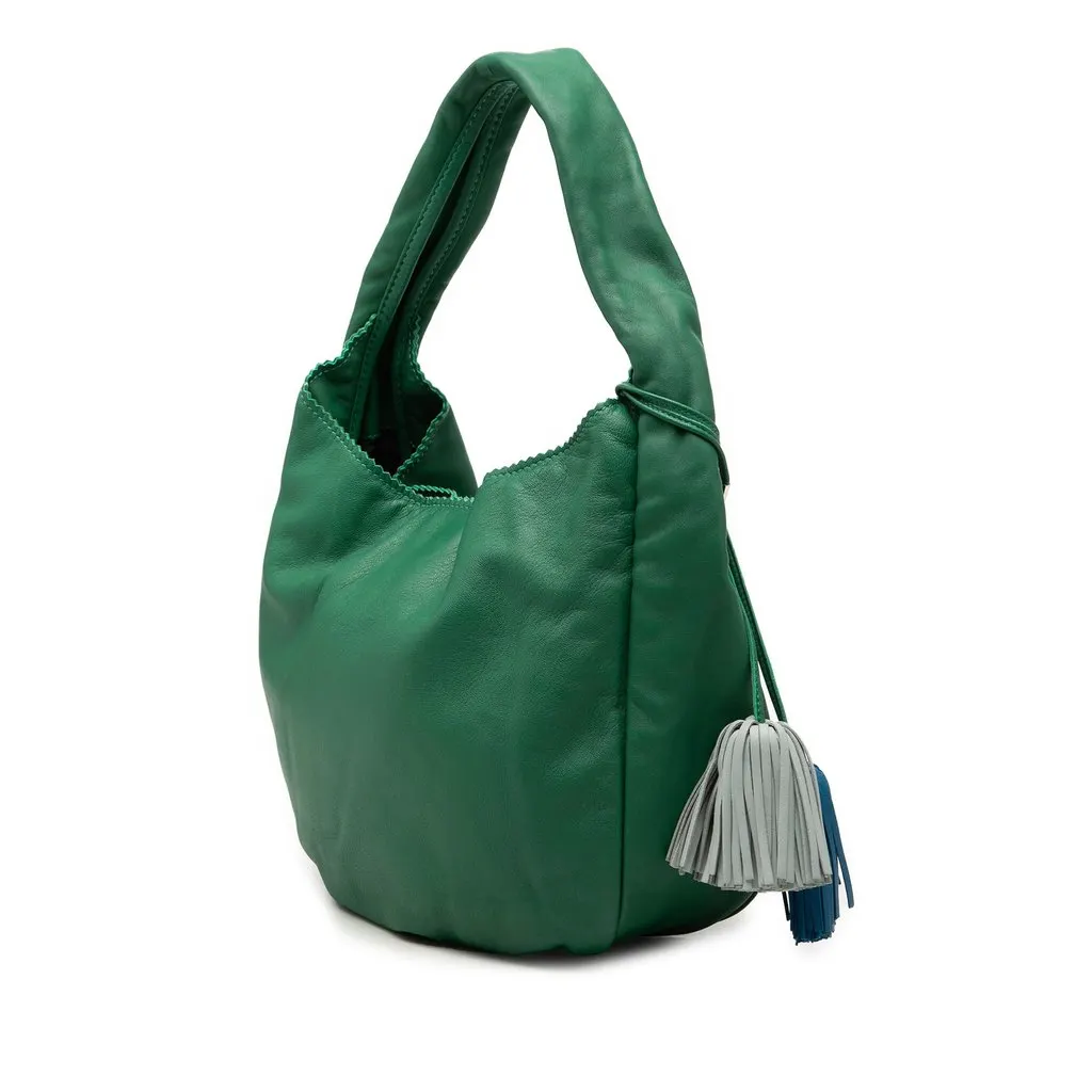 Loewe Nappa Anagram Tassel Hobo Green Leather Very good - Back View