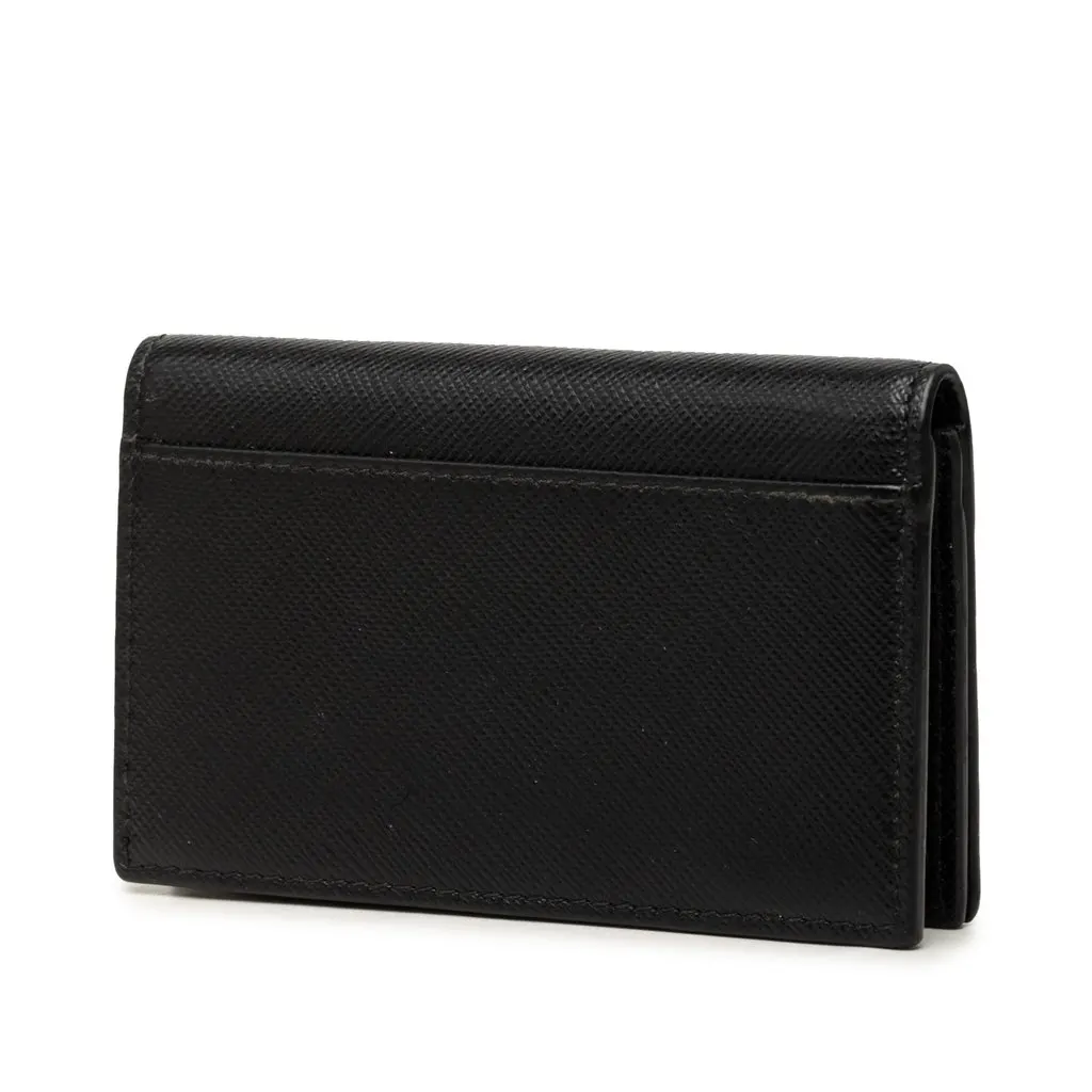 Prada Saffiano Card Holder Black Leather Very good - Back View