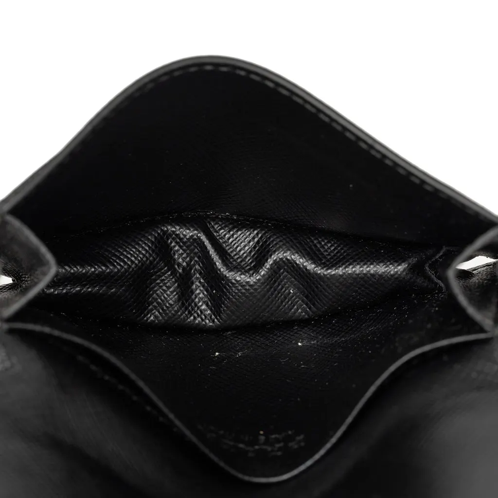 Prada Saffiano Card Holder Black Leather Very good - Box View