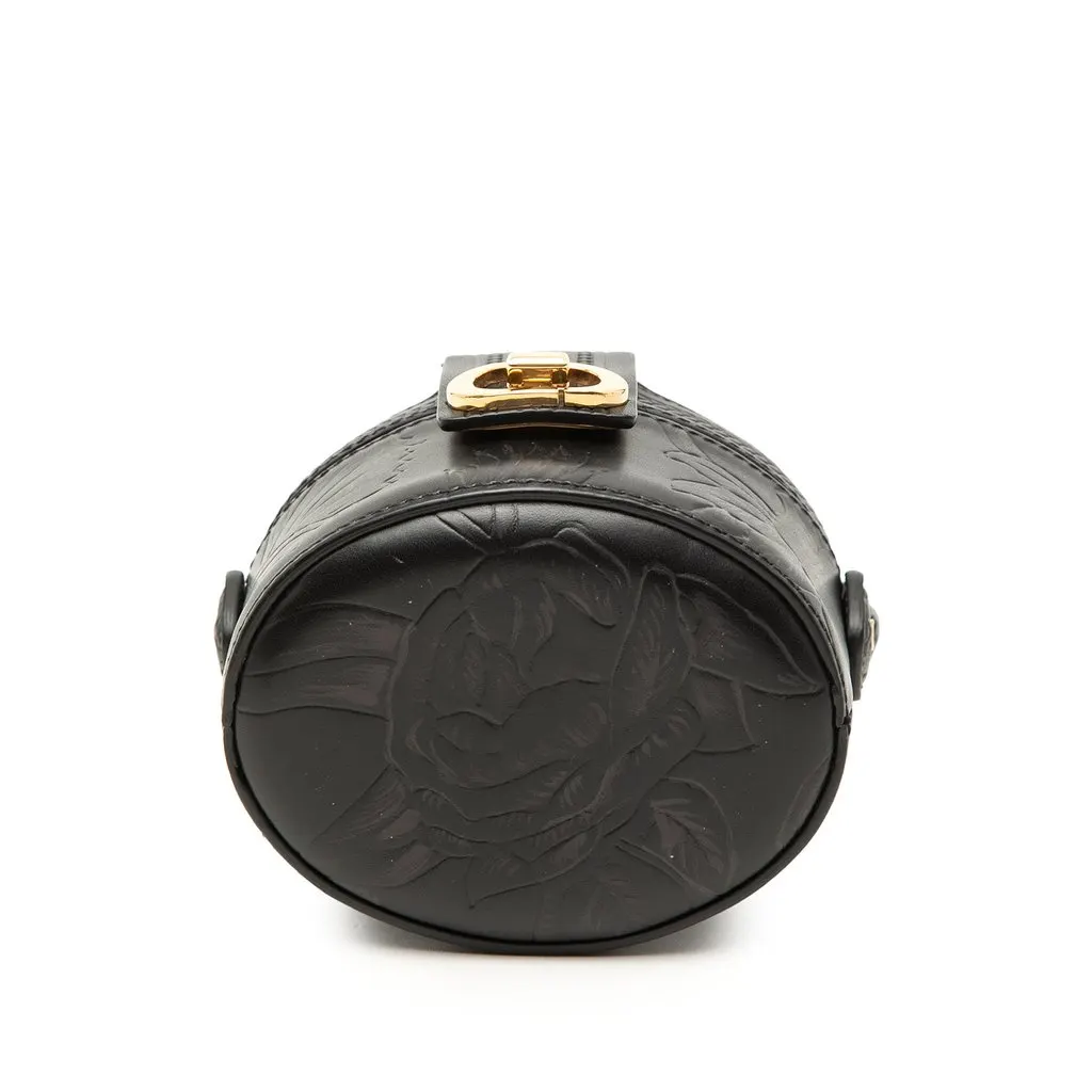 Dior Floral Embossed Calfskin CD Logo Vanity Bag Black Leather Very good - Inside View