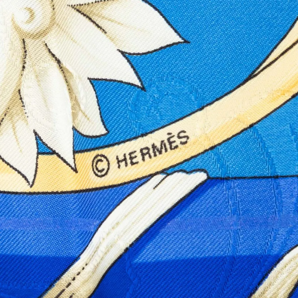Hermès Daimyo Silk Scarf 90 Blue Silk Good - Model View