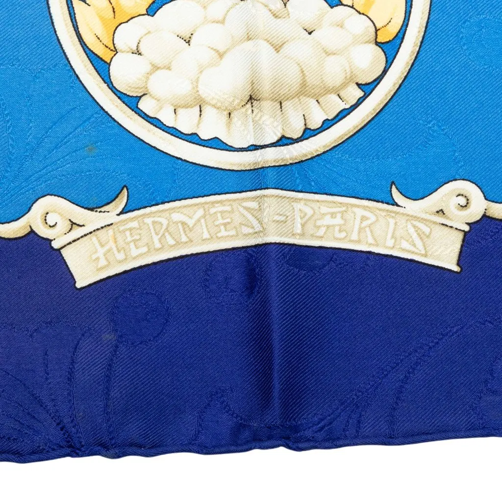 Hermès Daimyo Silk Scarf 90 Blue Silk Good - Box View