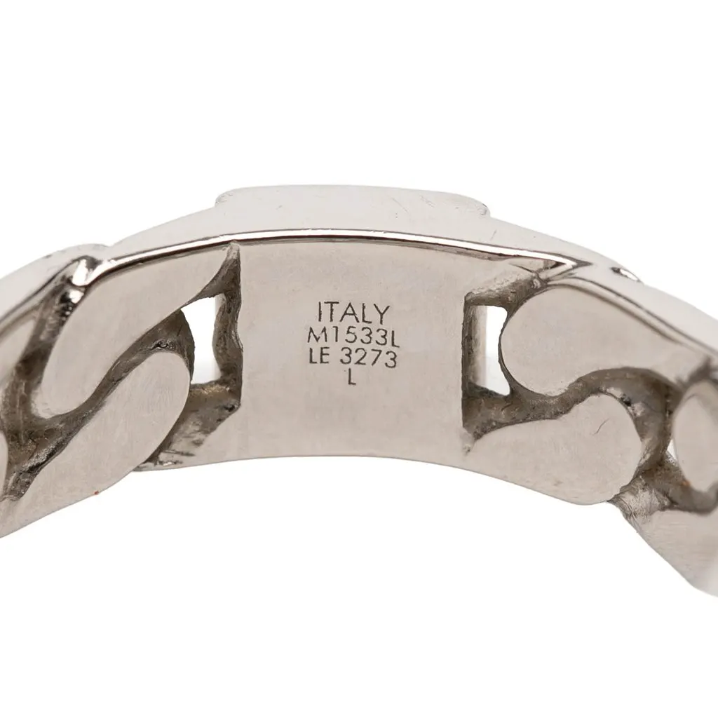Louis Vuitton Brass Mosaic Chain Ring Silver Metal Very good - Model View