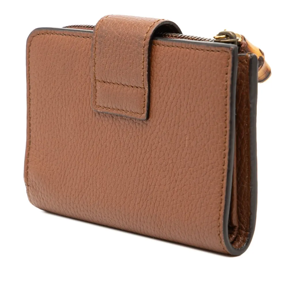 Gucci GG Marmont Calfskin Bamboo Bifold Wallet Brown Leather Very good - Back View