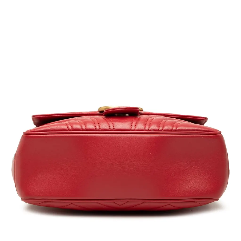 Gucci Small GG Marmont Matelasse Leather Top Handle Satchel Red Leather Very good - Inside View