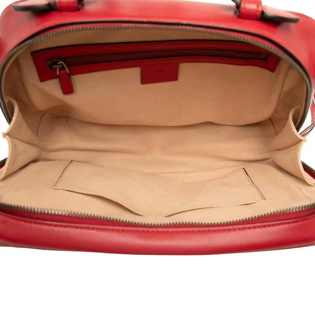Gucci Small GG Marmont Matelasse Leather Top Handle Satchel Red Leather Very good - Model View