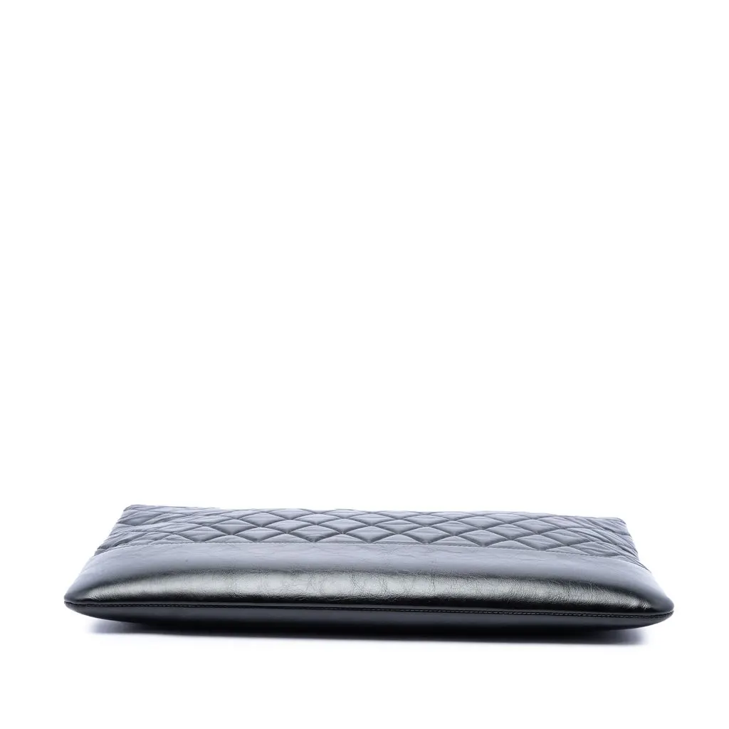 Chanel Large Aged Calfskin Gabrielle O Case Clutch Black Leather Very good - Inside View