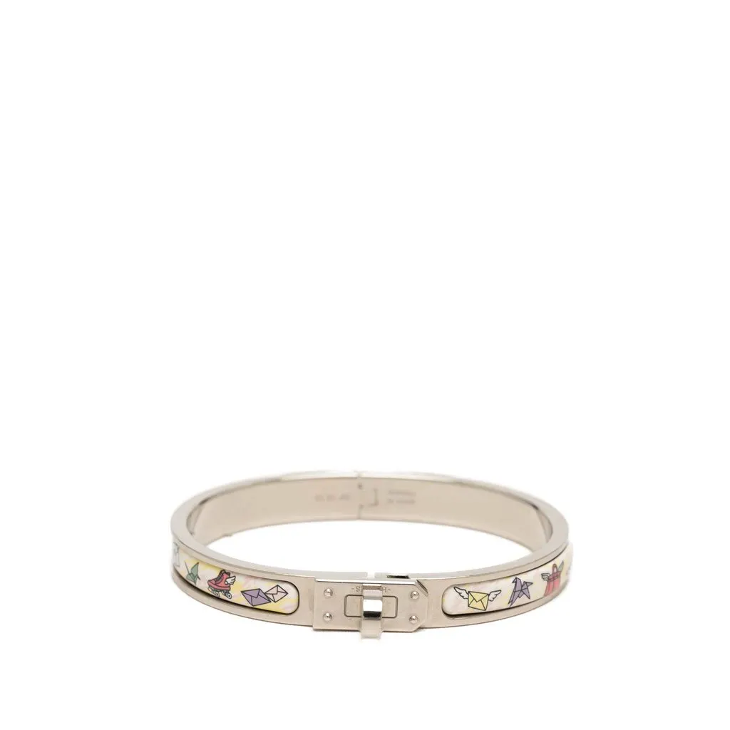 Hermès Narrow Enamel Mini Clic Kelly Flagship Bracelet White Very good - Front View