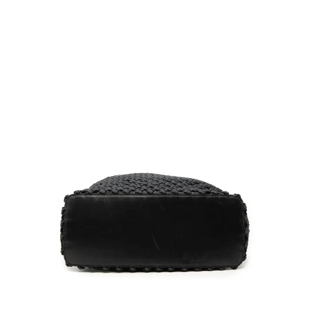 Gucci Woven Canvas Shoulder Bag Black Cotton Very good - Inside View