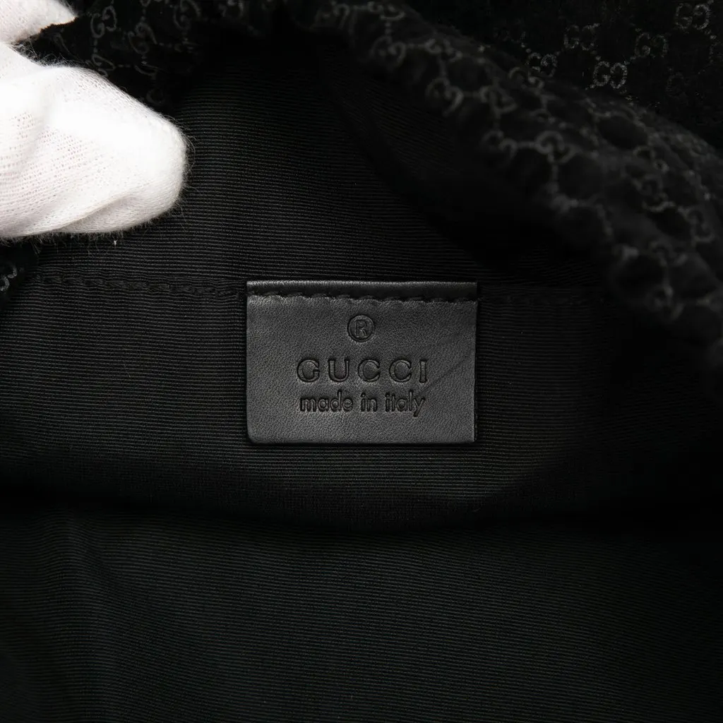 Gucci Woven Canvas Shoulder Bag Black Cotton Very good - Box View