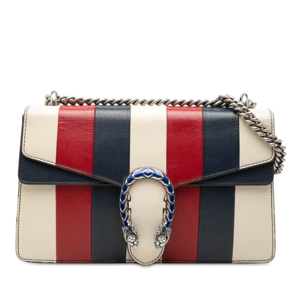 Gucci Medium Striped Calfskin Dionysus Shoulder Bag White Leather Very good - Front View