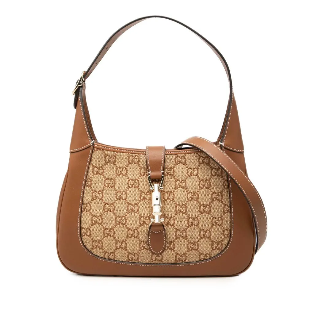 Gucci Medium GG Raffia Jackie 1961 Crossbody Beige Very good - Front View
