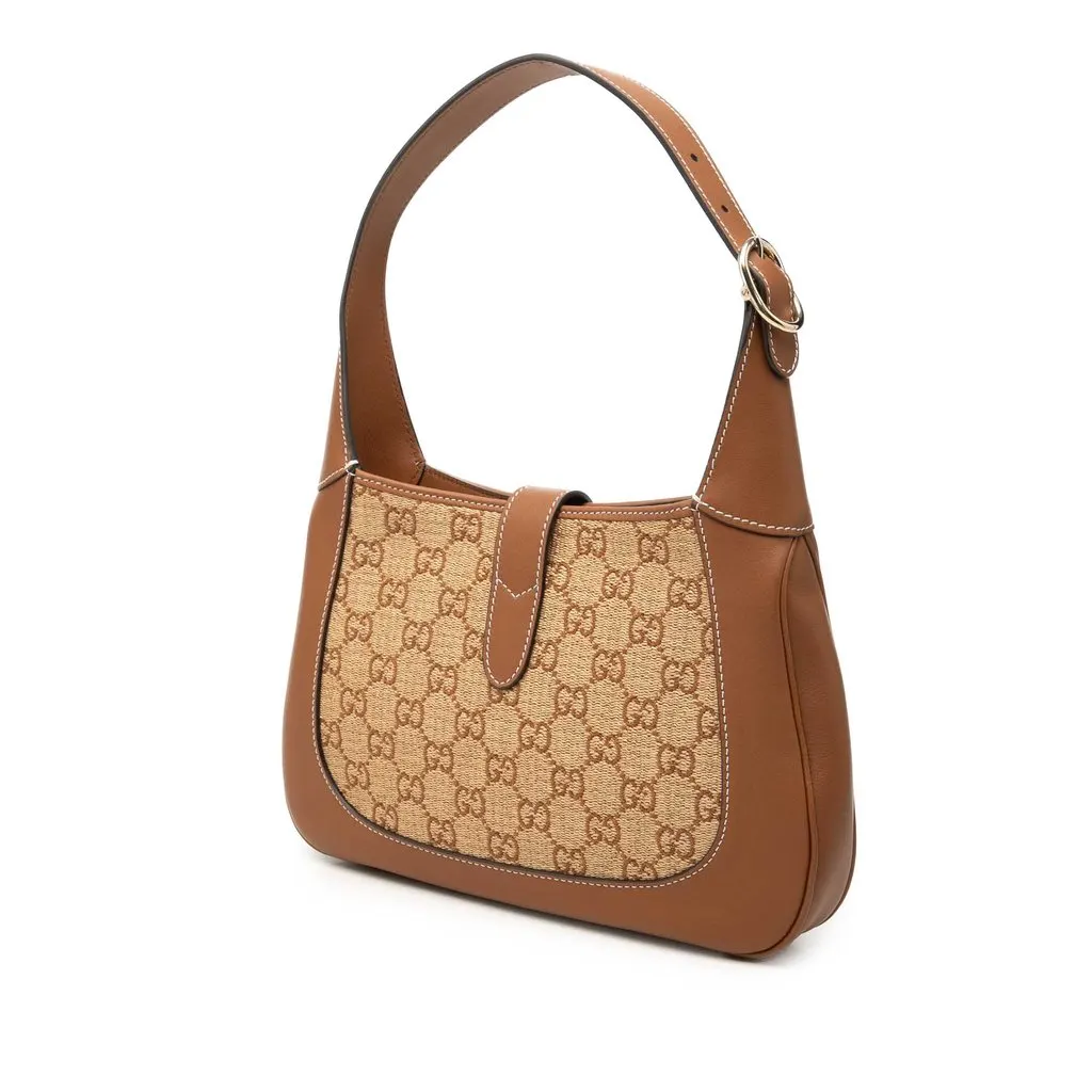 Gucci Medium GG Raffia Jackie 1961 Crossbody Beige Very good - Back View