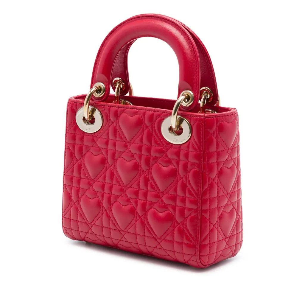 Dior DiorAmour Mini Lambskin Cannage Lady Dior Red Leather Very good - Back View