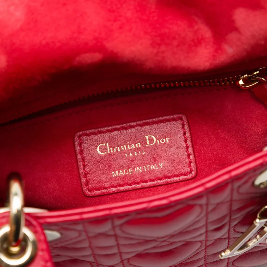 Dior DiorAmour Mini Lambskin Cannage Lady Dior Red Leather Very good - Box View