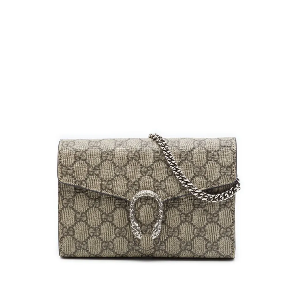 Gucci GG Supreme Dionysus Wallet on Chain Beige Canvas Very good - Front View