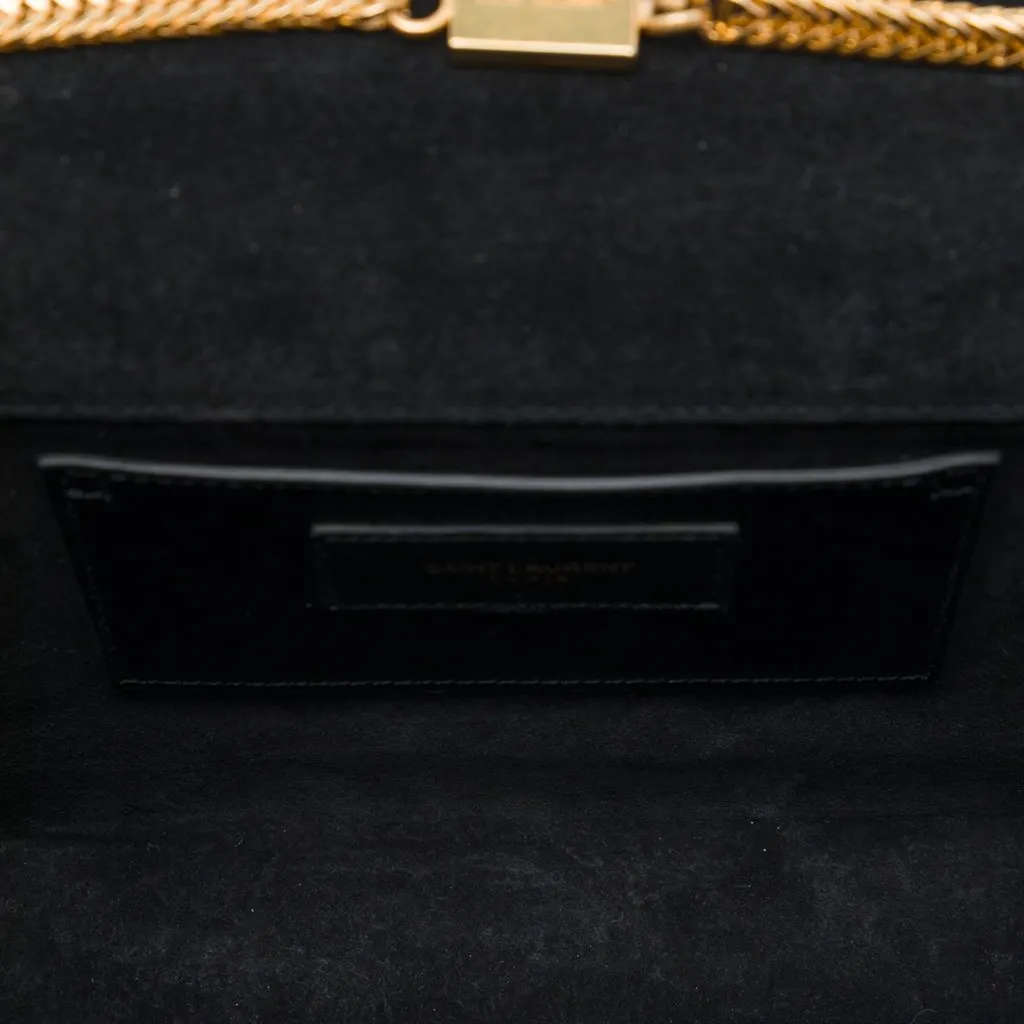 Saint Laurent Medium Patent Classic Monogram Kate Tassel Crossbody Black Leather Good - Model View