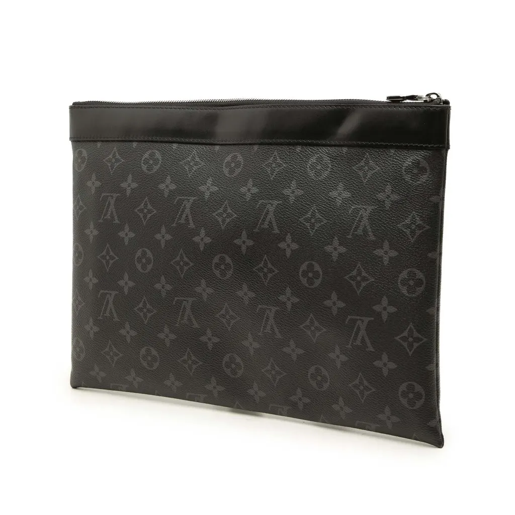 Louis Vuitton Monogram Eclipse Discovery Pochette GM Black Canvas Very good - Back View