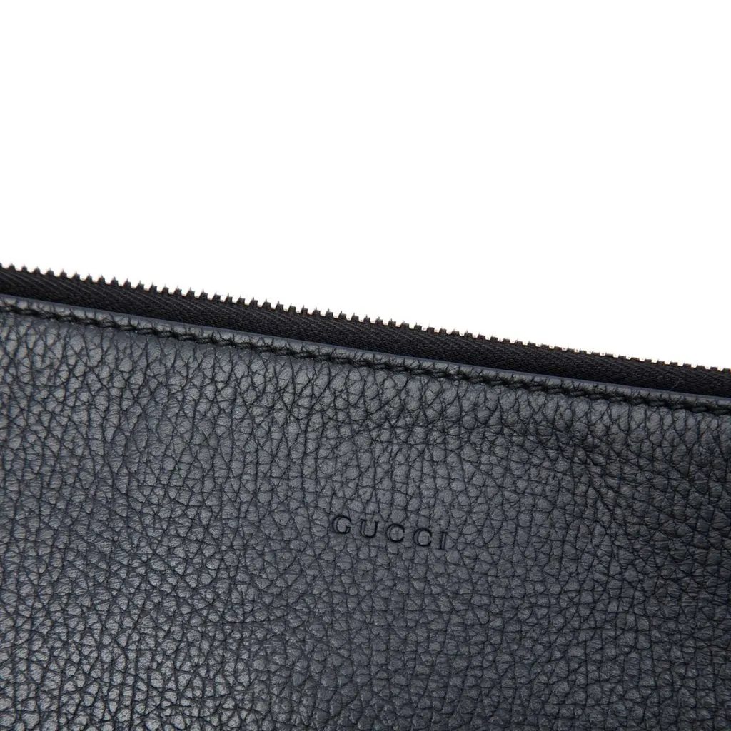 Gucci Calfskin Bamboo Tassel Clutch Black Leather Very good - Box View