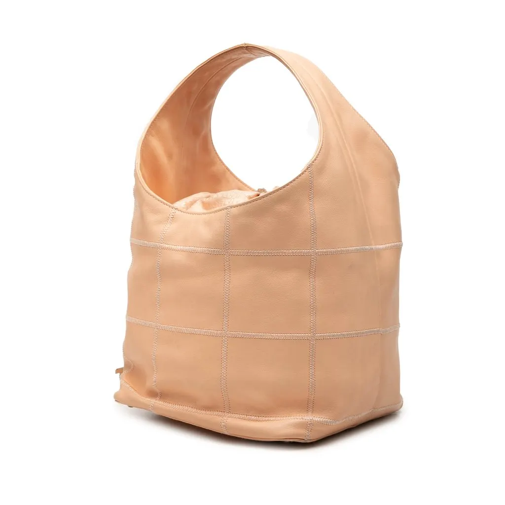 Chanel Calfskin Square Stitch Tassel Hobo Beige Leather Very good - Back View